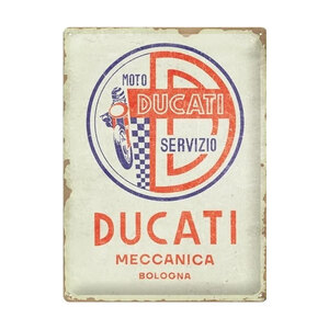 NOSTALGIC ART - Cartello in latta Ducati Moto Servizio Meccanica - NOSTALGIC ART - Cartello in latta