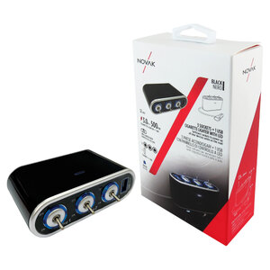 NOVAK - Sdoppiatore presa accendisigari con USB 3 socket + 1 USB - NOVAK - Sdoppiatore presa accendisigari con USB