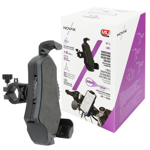 NOVAK - Supporto smartphone Da manubrio con porta USB - NOVAK - Supporto smartphone