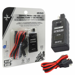 ZIM&MANN - Presa di corrente Doppio USB con interruttore e voltmetro - ZIM&MANN - Presa di corrente